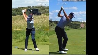 Justin Thomas golf swing  Long Iron faceon amp downtheline July 2017 [upl. by Fruma]