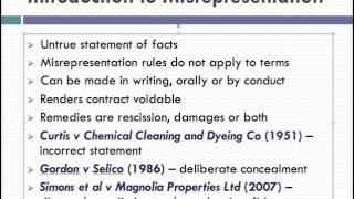 Misrepresentation Lecture 1 of 4 [upl. by Ferdinanda]